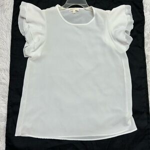 White Flutter Sleeve Blouse size L